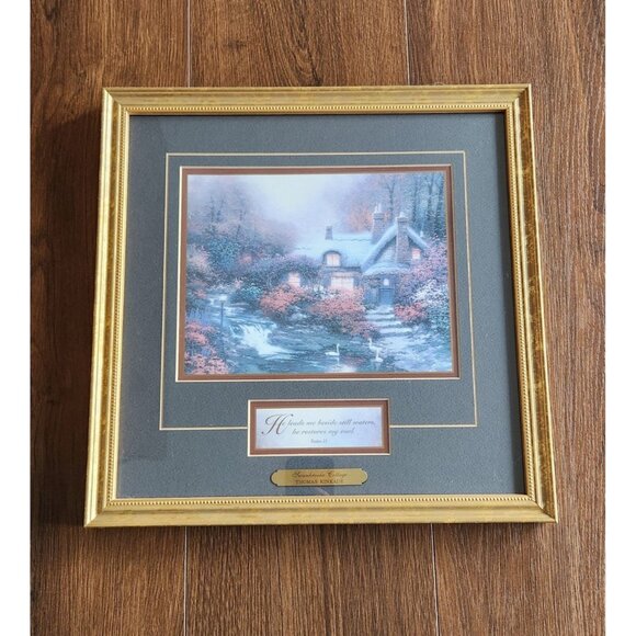 Thomas Kinkade "Swanbrooke Cottage" Accent PrintFramed/Matted; 14"x14"